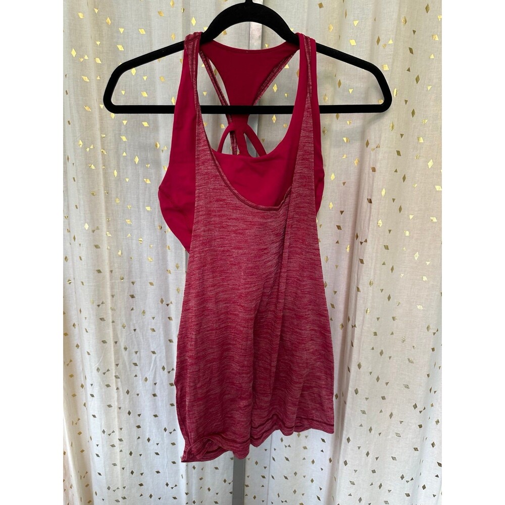 Lululemon Twist & Toil Heathered Ruby Red Sweat Wicking Sports Bra Tank Top 10 - Picture 5 of 8